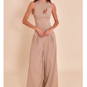 PrettyLittleThing Beige Wide Leg Jumpsuit